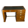 Bureau de style marine dessus de cuir et poignées laiton