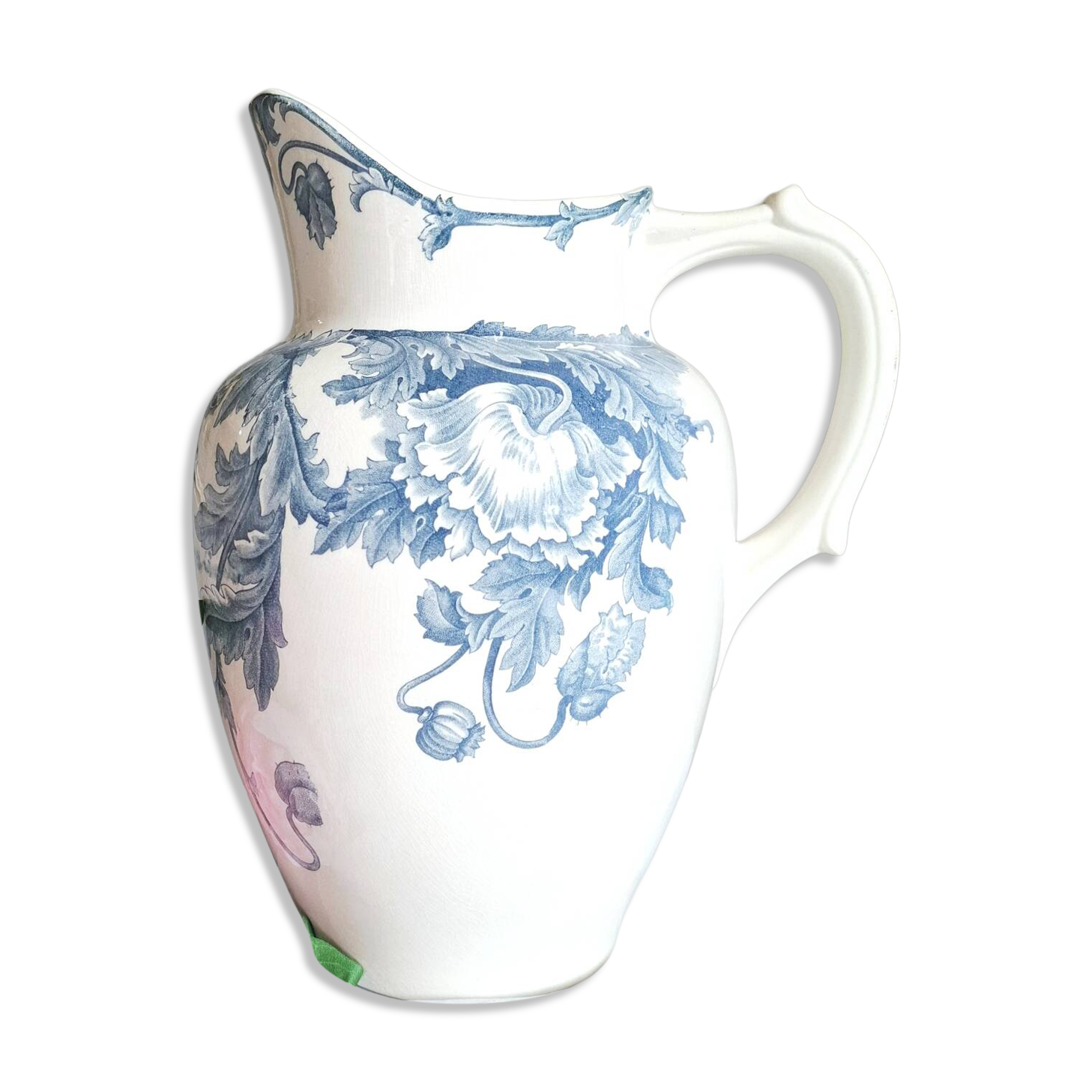 Old pitcher in ironstone faience Longwy