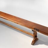 Banc de monastère extra-long en bois d'orme massif, vers 1850