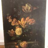 Floral still life – Oil on old canvas