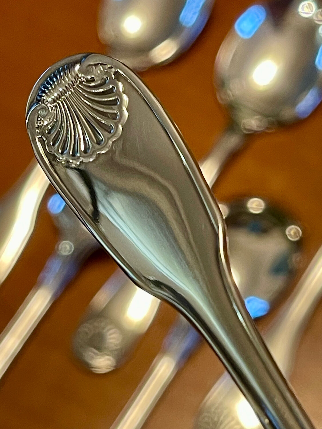 Christofle France Vendôme, 8 ice cream spoons in new condition.