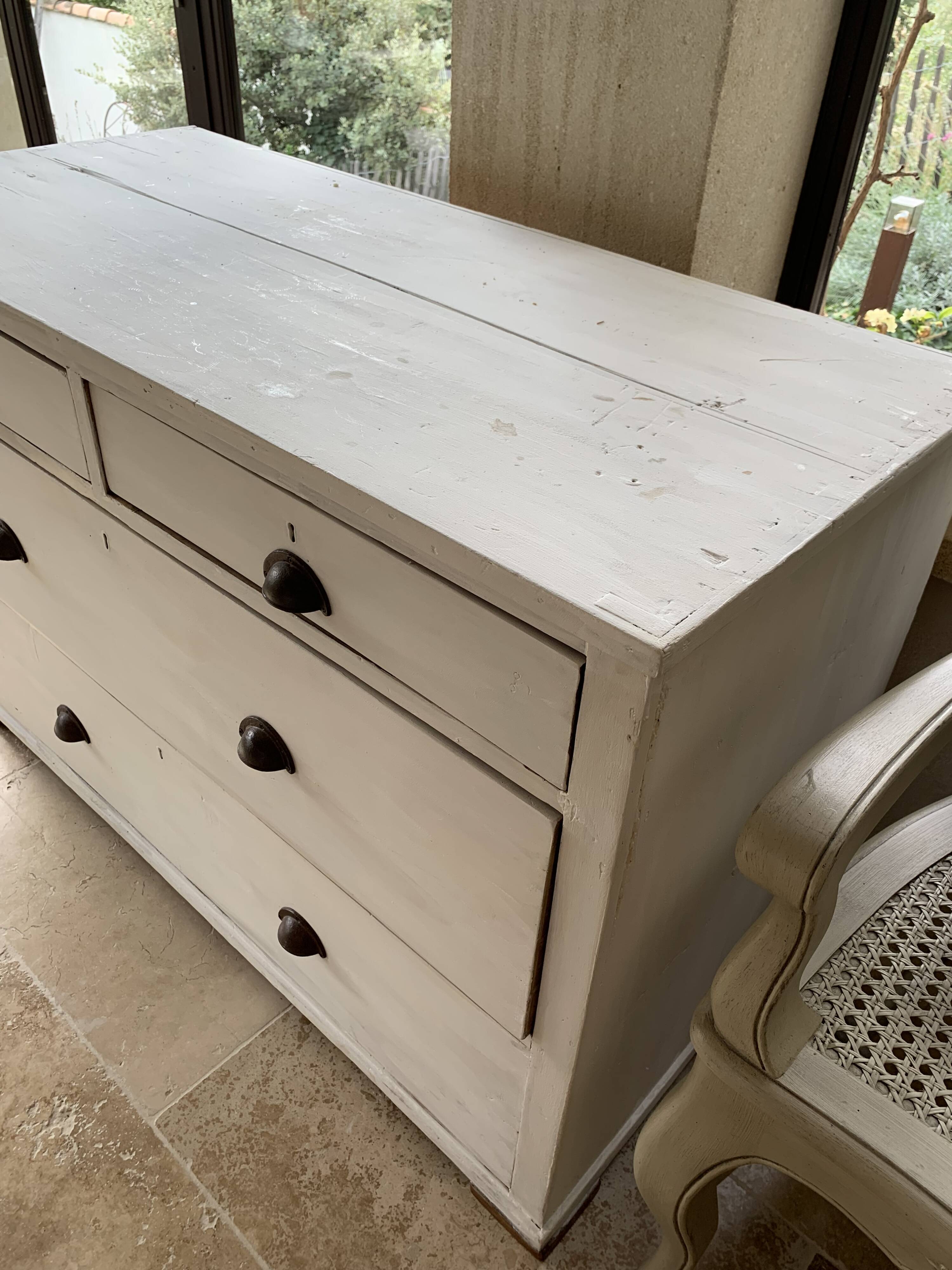 Charming old country sideboard painted in lime white