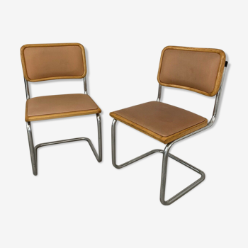 Paire chaises B32 Cesca skaï par Marcel Breuer vintage 1960