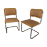 Pair chairs B32 Cesca skaï by Marcel Breuer vintage 1960