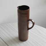 Large, handcrafted, speckled stoneware pitcher