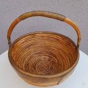 Rattan and brass basket 1970