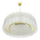 1 of 2 glass tube chandeliers by Doria with brass surround, Germany, 1960s