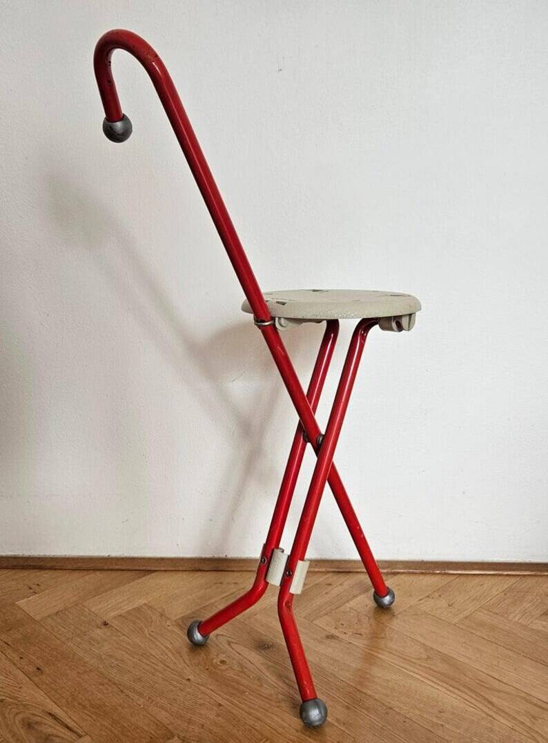 Midcentury Ulisse Folding Stool designed by Ivan Loss, Sandrigarden, Italy, 1981
