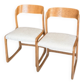 Ancienne paire de chaises Baumann traîneau vintage