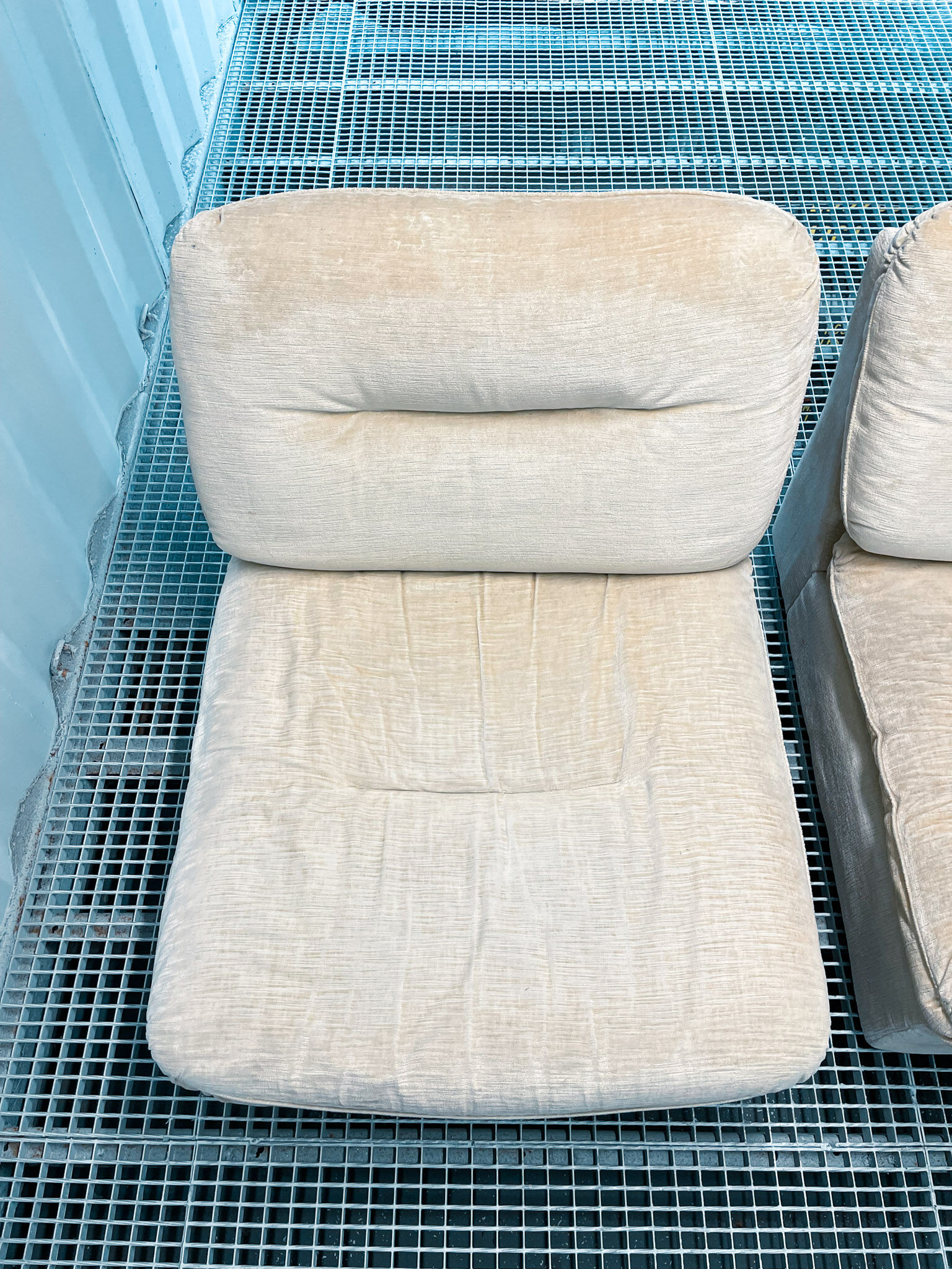 Pair of vintage beige velvet chairs