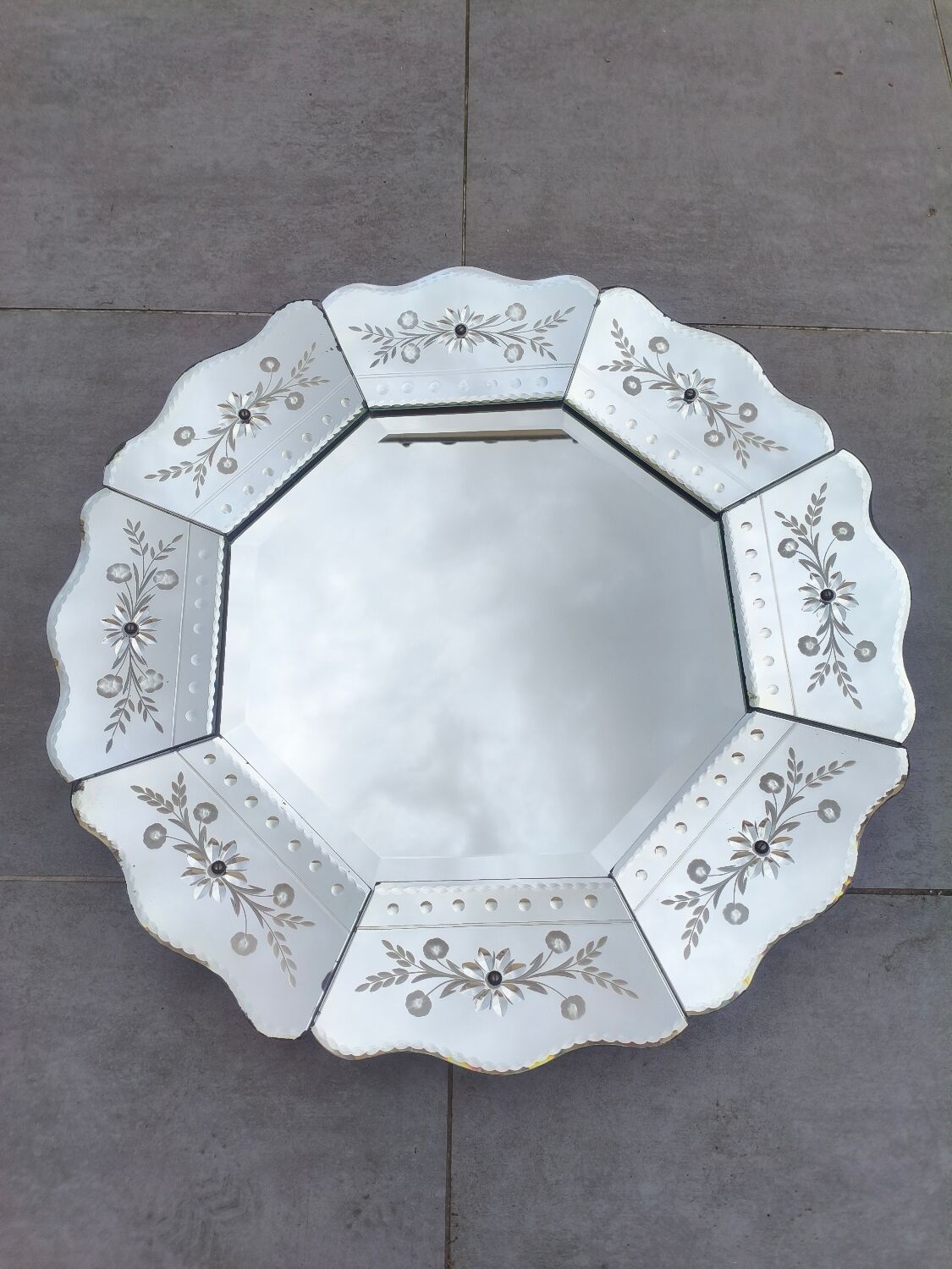 Miroir biseauté vénitien octogonal