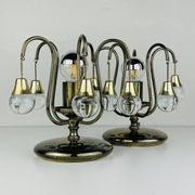 Vintage glass ball table lamps, Italy, 1960s, set of 2