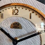 Clock formica wall clock vintage silent 50s "FFR Morbier gray white"