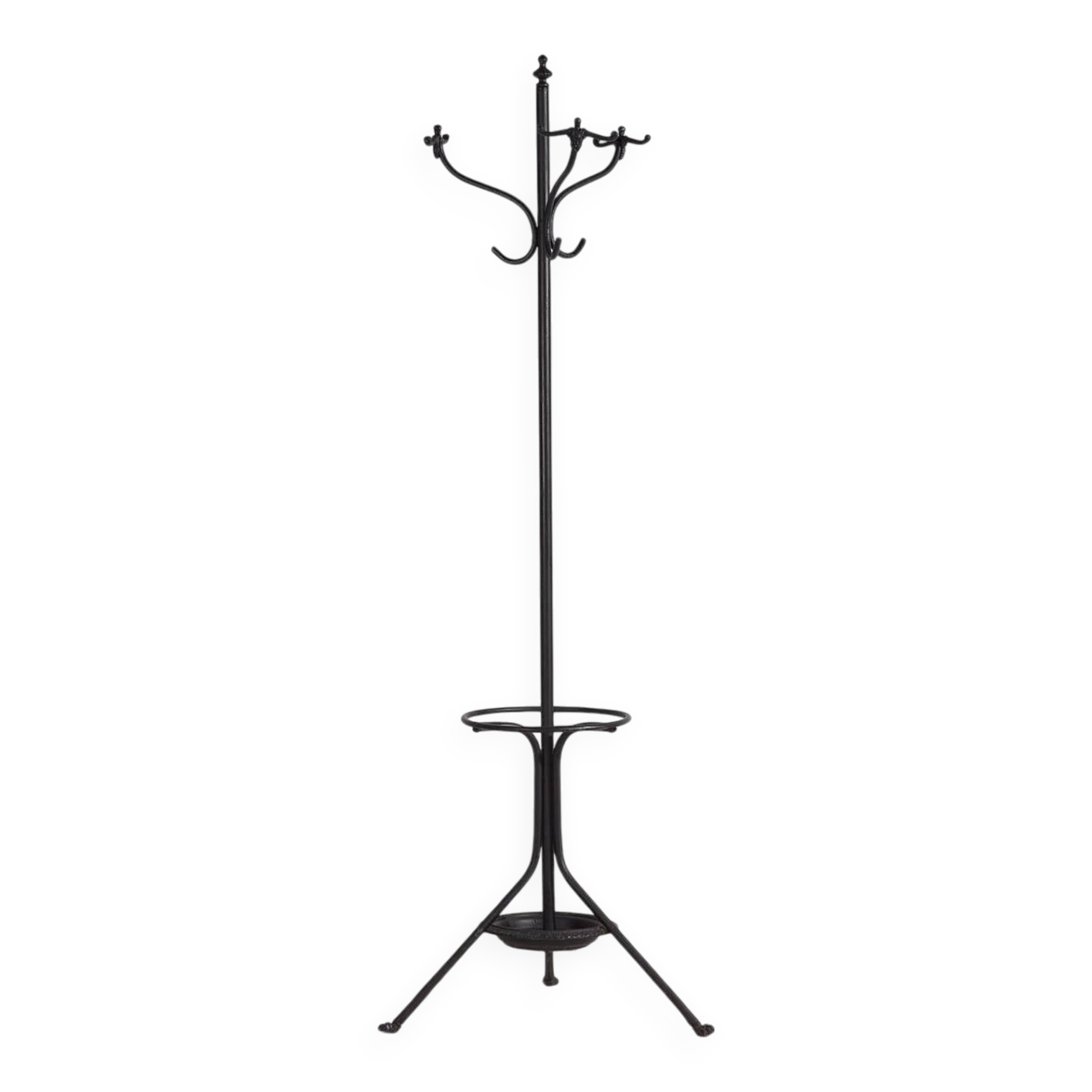 Antique wrought iron coat rack with umbrella stand (c.1920)