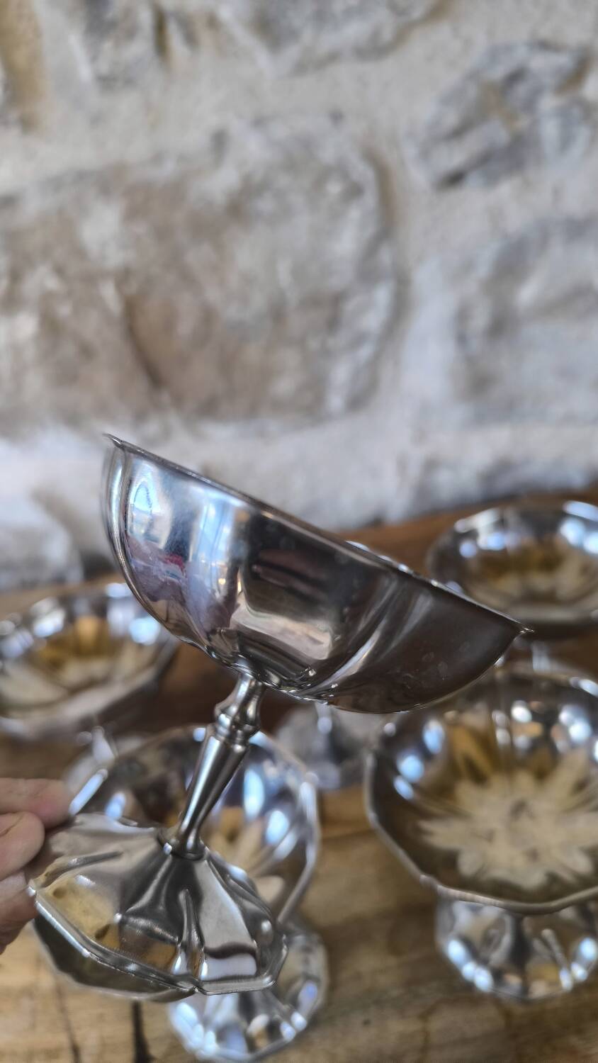 Set of 6 18/10 stainless steel ice cream cups