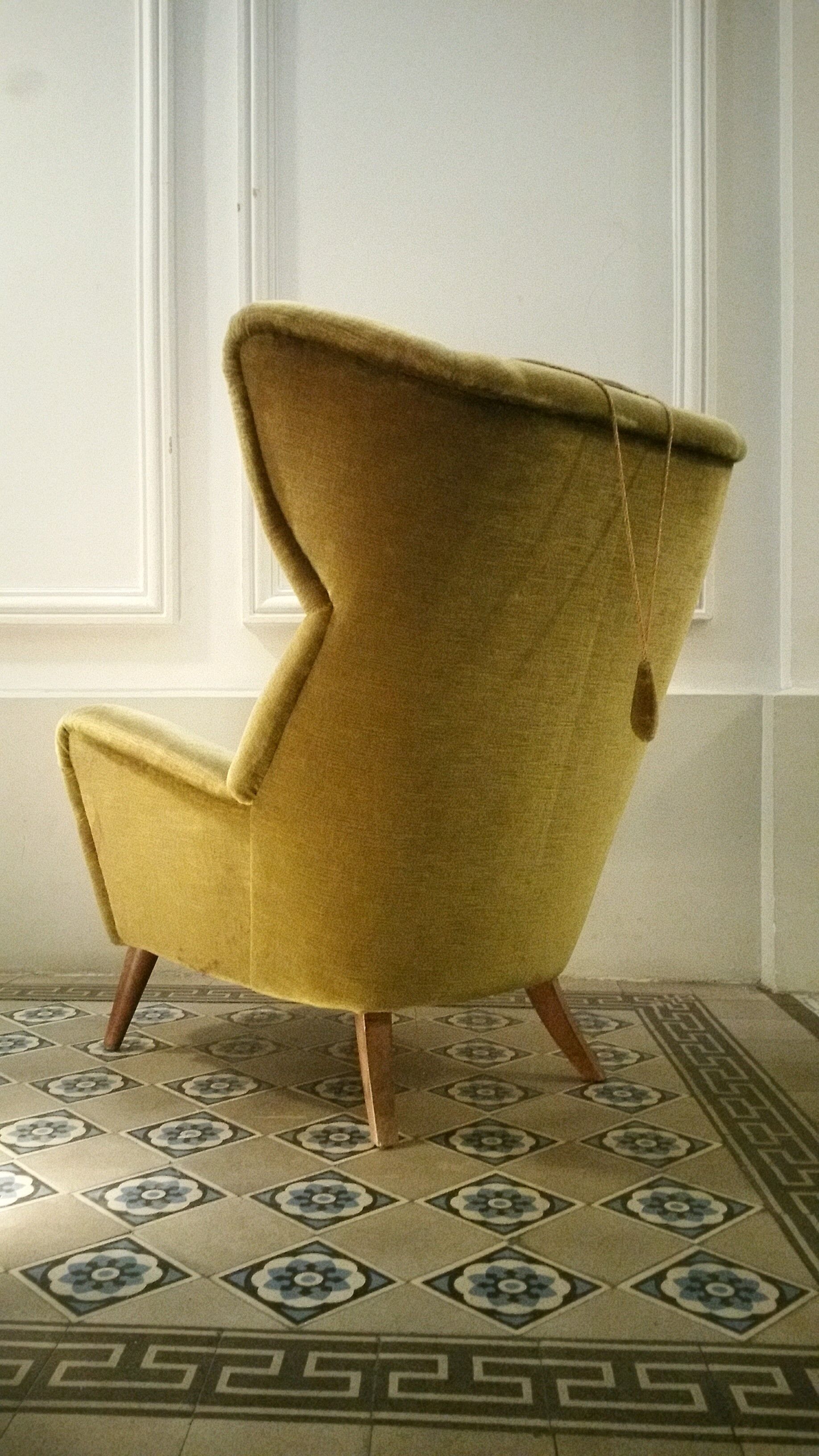 Danish wingback chair years 50-60 green armchair