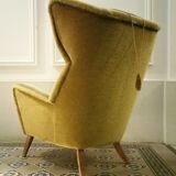 Danish wingback chair years 50-60 green armchair