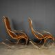 Mid 20thc british made pair of leather rocking chairs c.1950