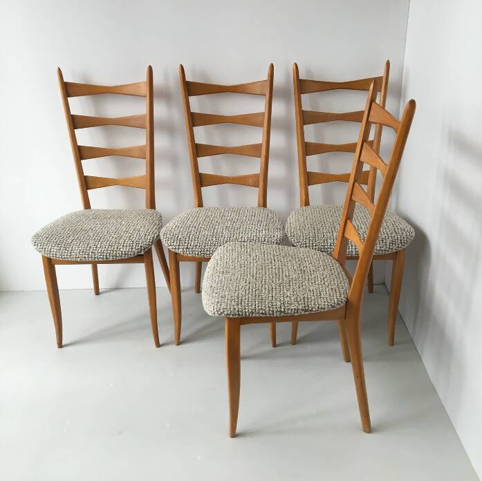 Series of 4 vintage chairs refurbished