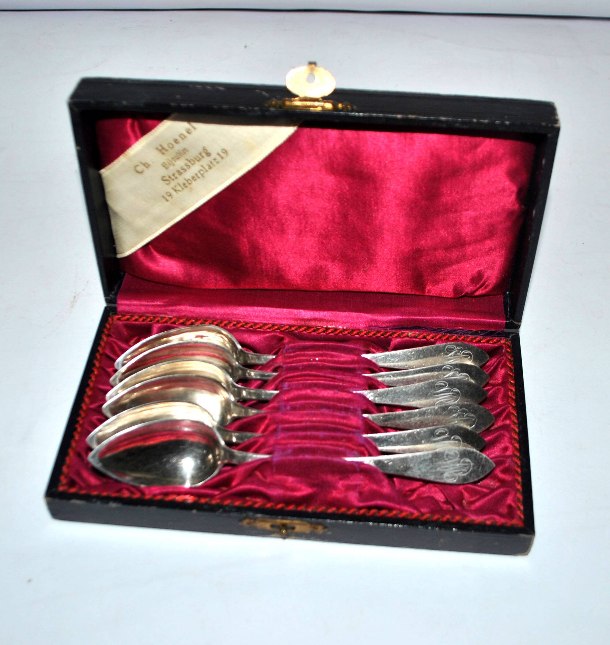 Set of 6 antique spoons in solid silver Minerva 19th century. Goldsmith KABEL 90gr