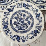 Lot de 5 assiettes à dessert en porcelaine Crown Clarence décor floral bleu