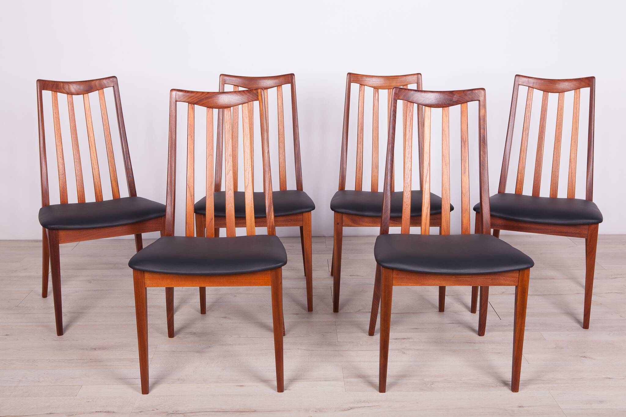Leather and Teak Dining Chairs by Leslie Dandy for G-Plan, 1960s, Set of 6