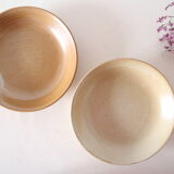 Set of 6 hollow sandstone plates, sandstone village, vintage French