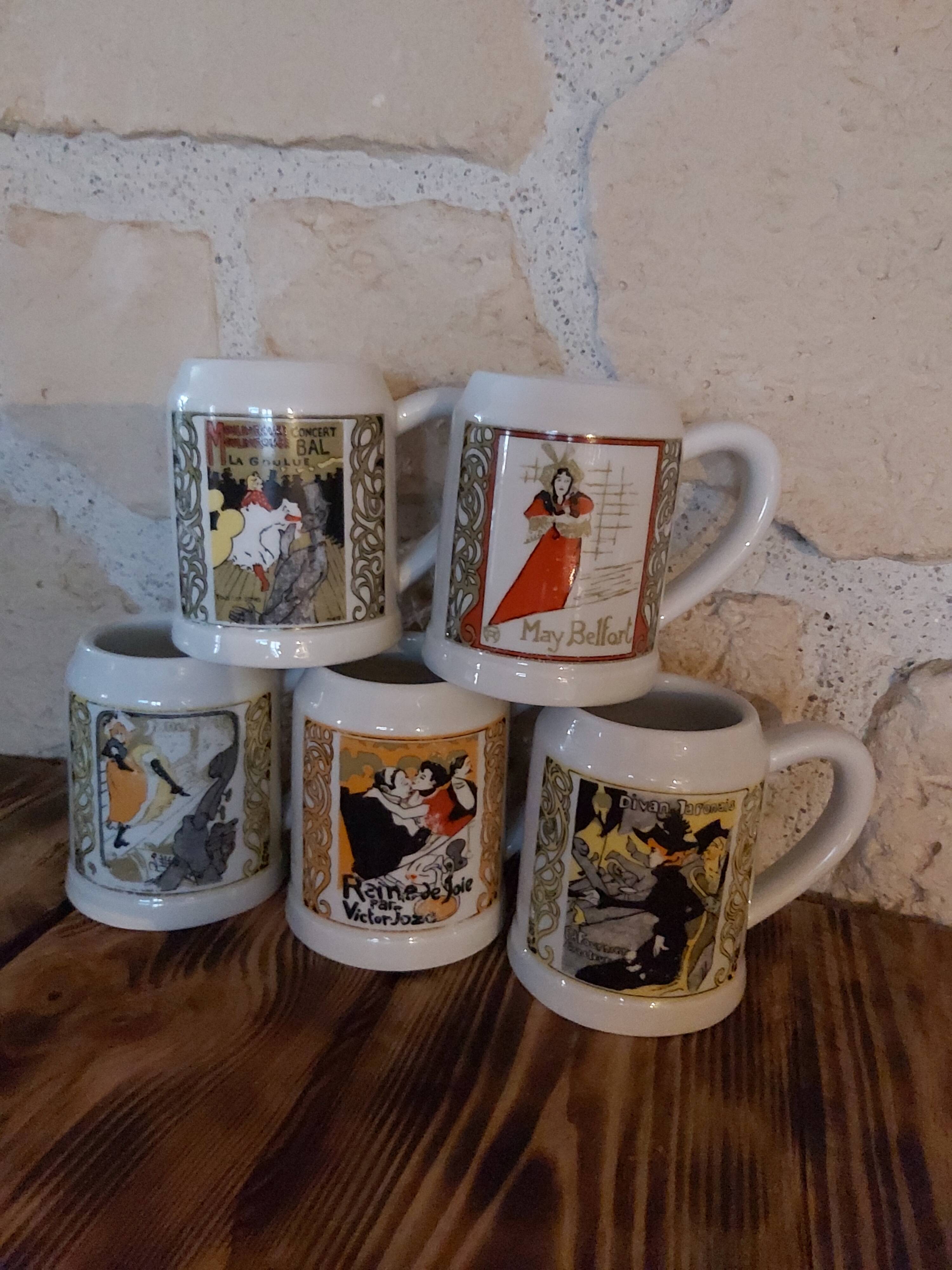 Beer mugs Porcelain by France Pillivuyt posters Toulouse Lautrec