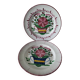 Pair of hand-painted antique plates – Rustic-chic floral decor