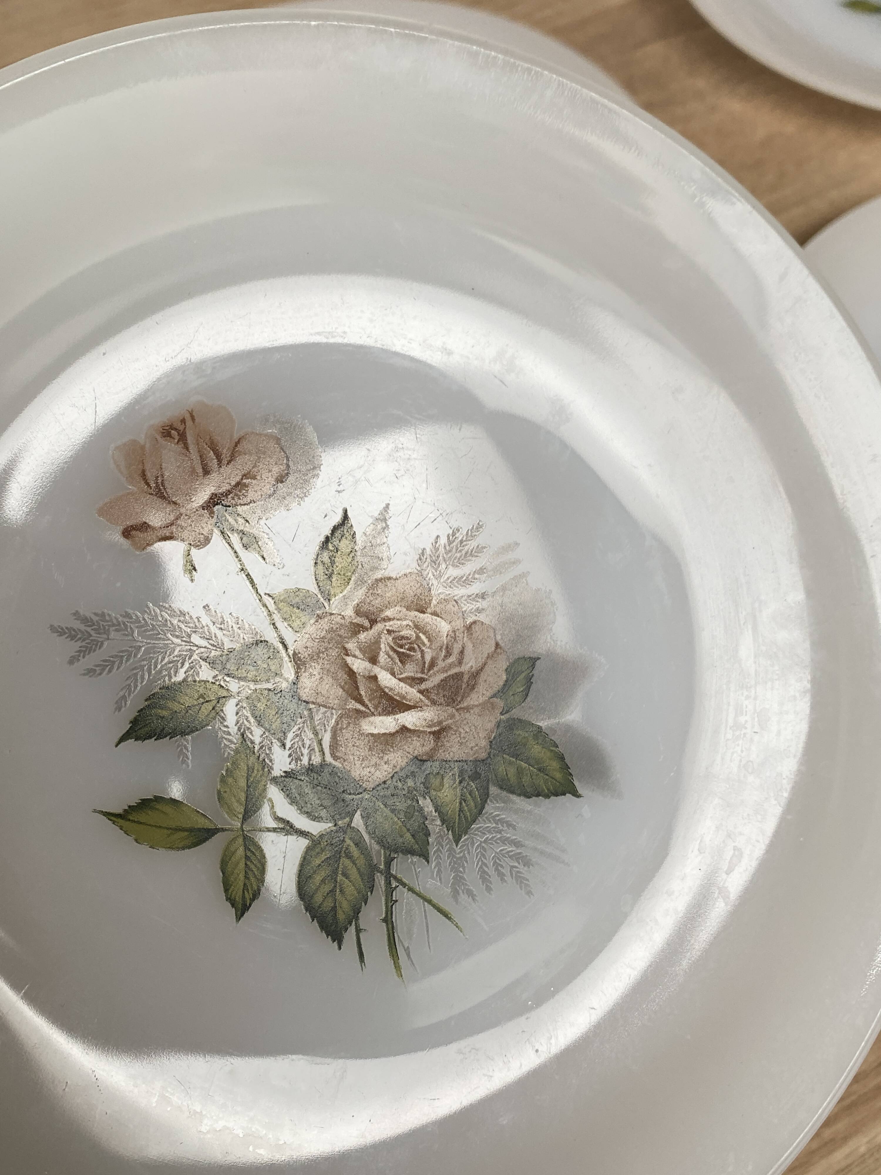 Set of 6 Arcopal Rose de France dessert plates