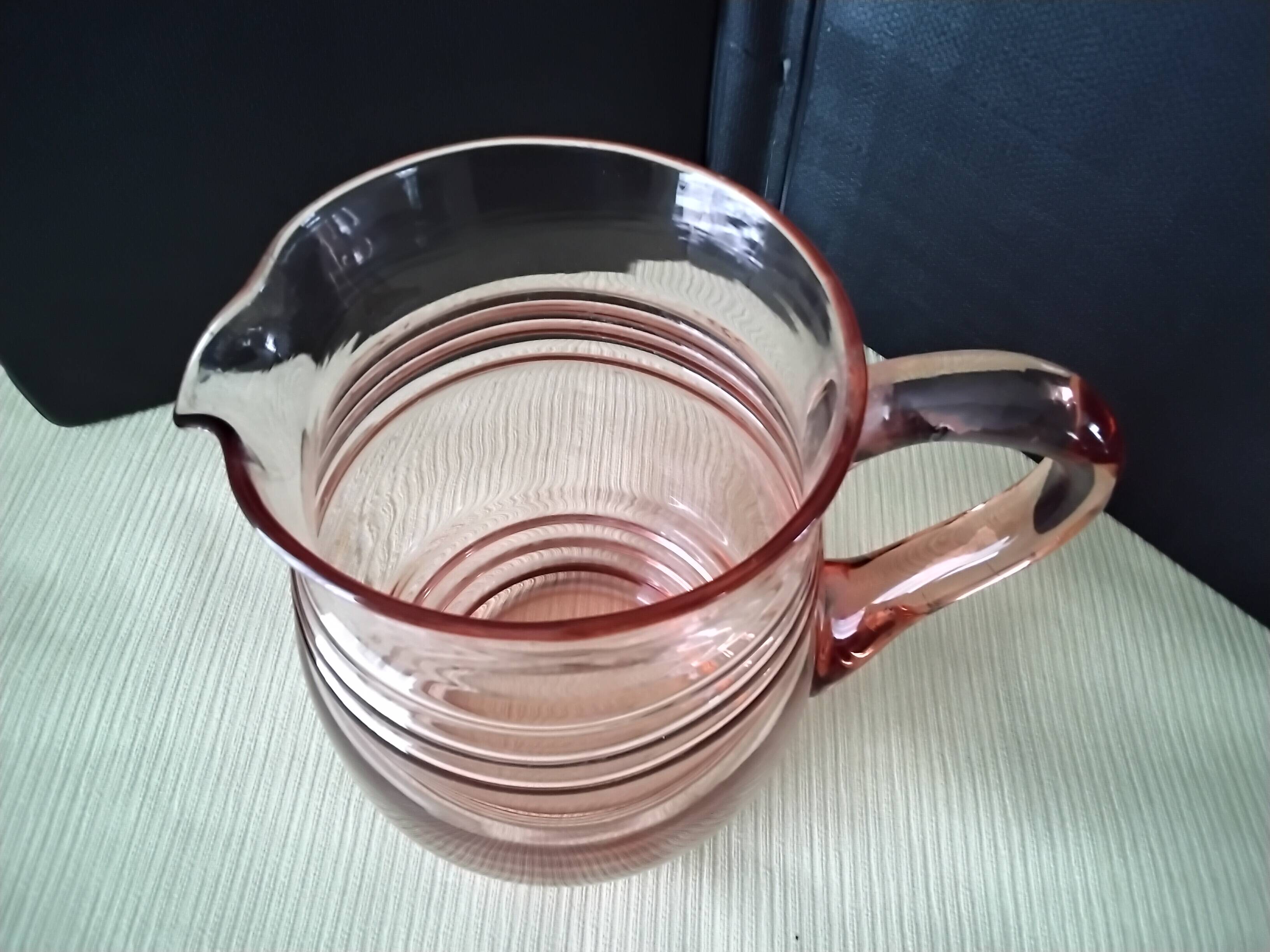 Vintage water carafe, pink glass jug 1.45 L