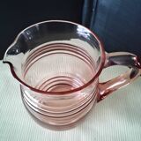 Vintage water carafe, pink glass jug 1.45 L
