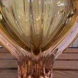 Bohemian glass vase by Joseph Hospodska in pink and yellow
