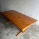Brutalist Honey-Brown Pine Trestle Dining Table,  1970s France
