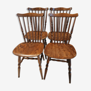 Suite de 4 chaises de bistrot Baumann vintage années 1970