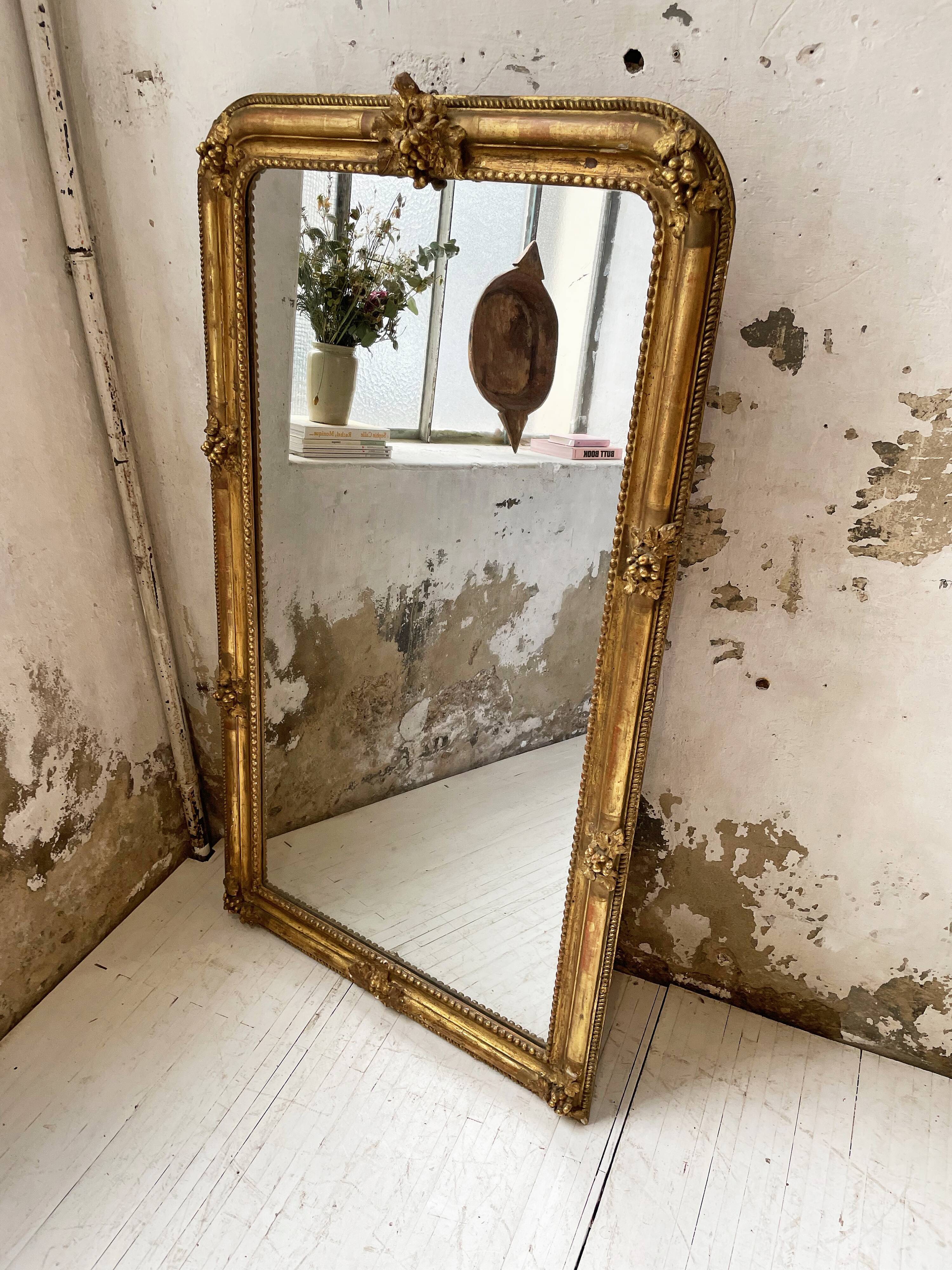 Louis Philippe Flowered Mirror 19th 84x150cm