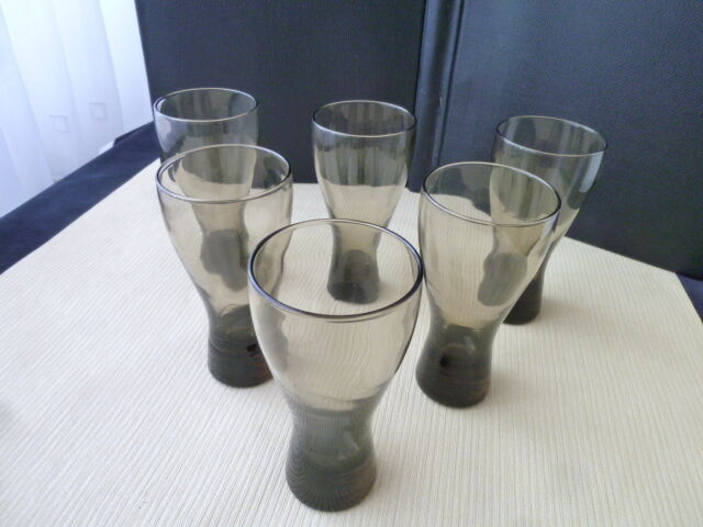 Set de 6 verres de table forme scandinave brun fumé