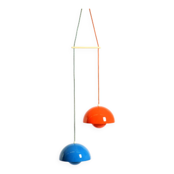 enamelled double shade Flower Pot pendant lamp by Verner Panton for Poulsen