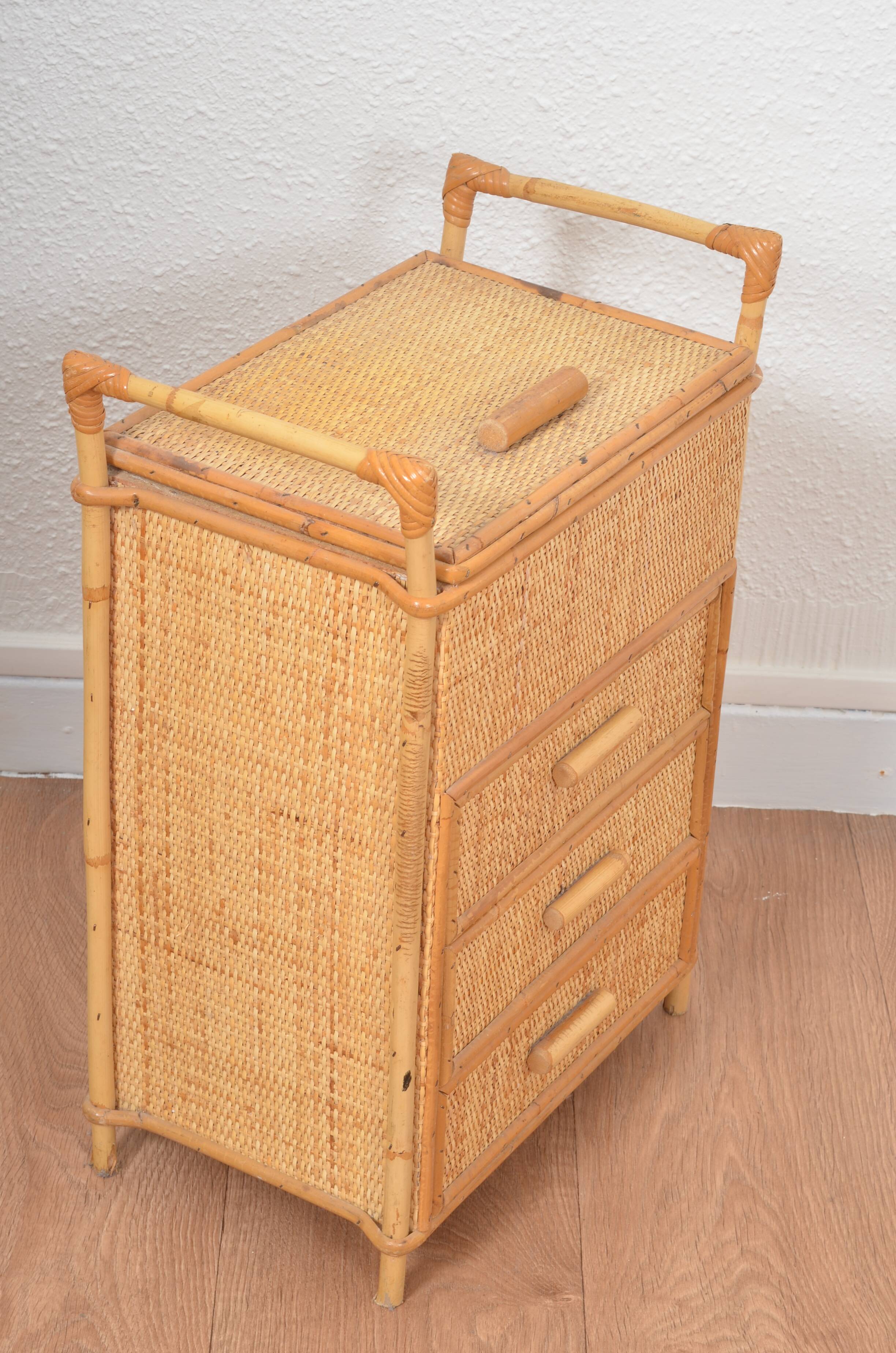 Small rattan chest of drawers