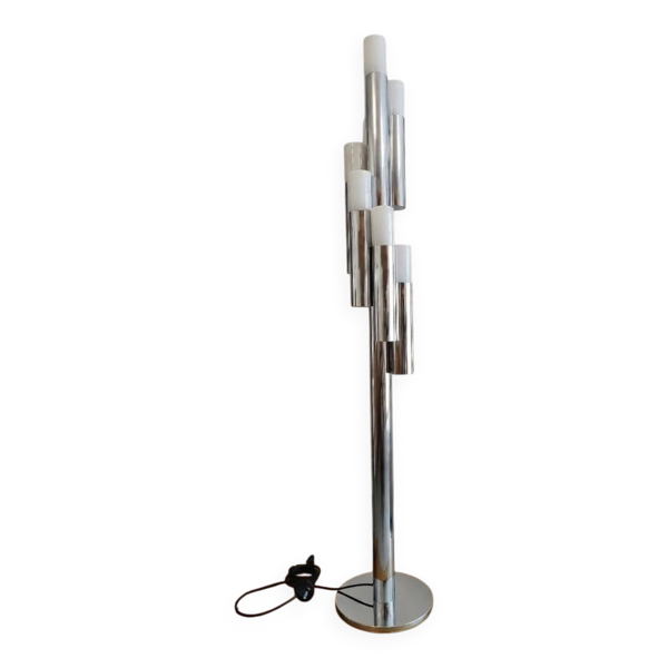 Lampadaire Space Age en métal chromé par Gaetano Sciolari, 1970 — Beyit