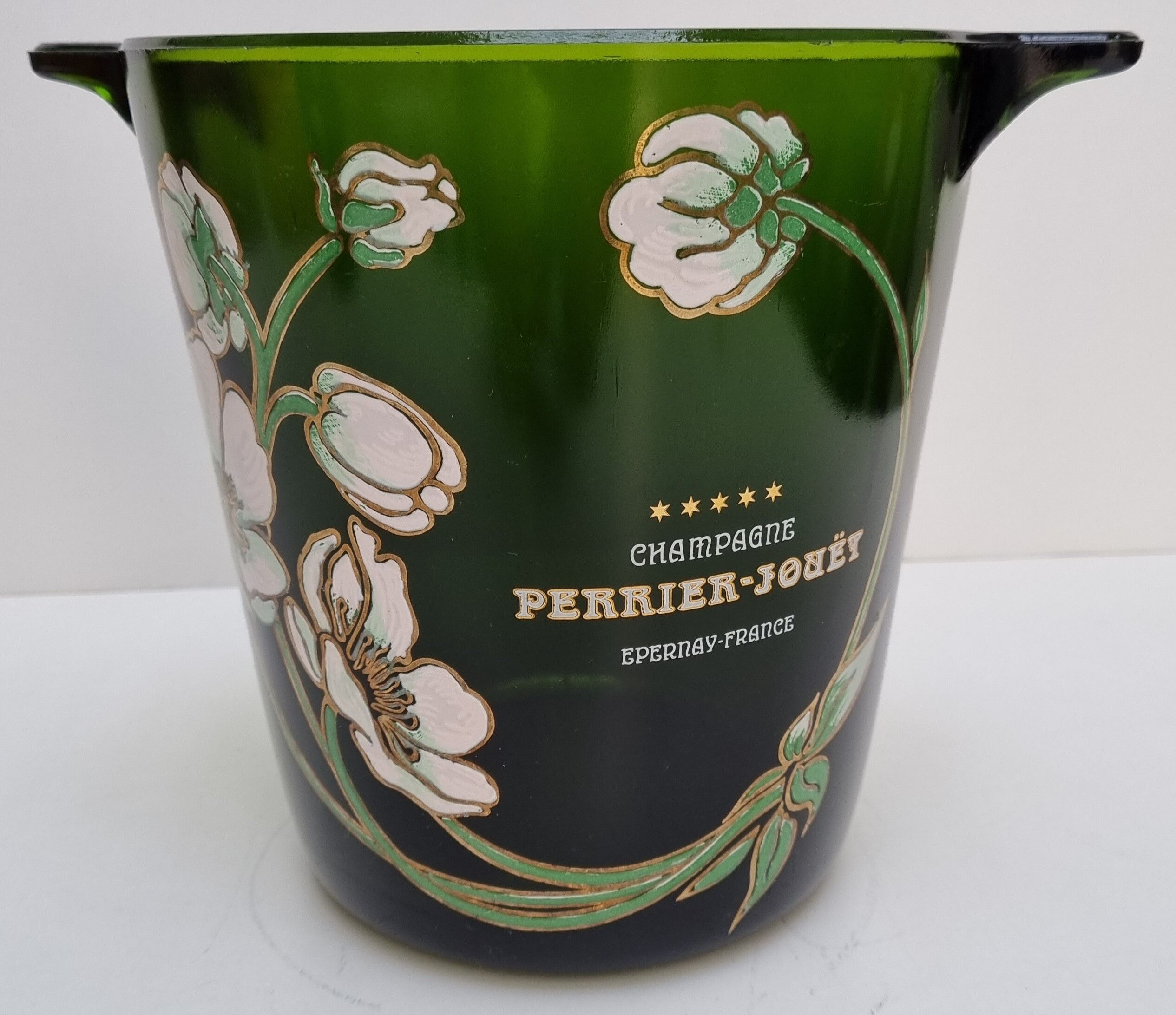 Champagne bucket perrier-jouët and its bottle, art nouveau décor