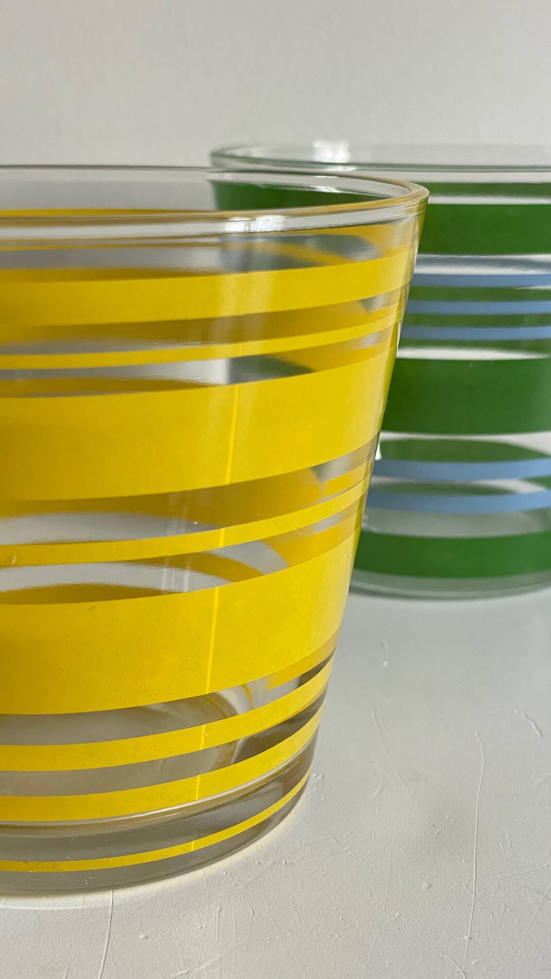 Pair of VINTAGE Silkscreened Glass Plant Pots