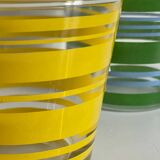 Pair of VINTAGE Silkscreened Glass Plant Pots