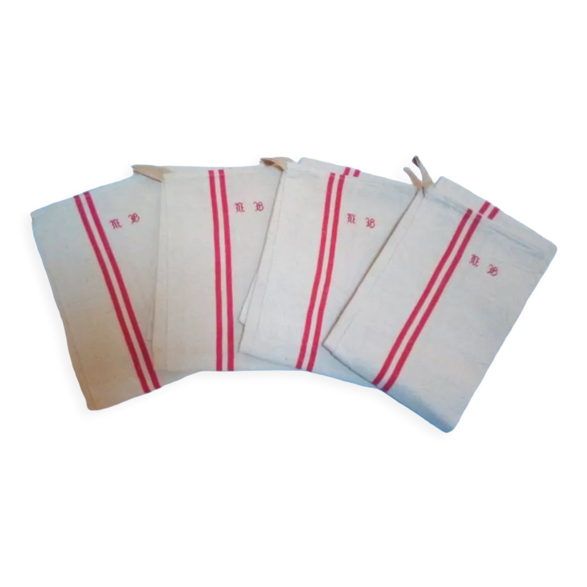 4 torchons anciens monogrammes