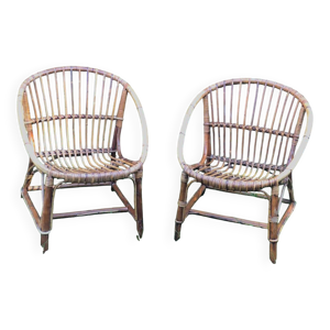 Paire de fauteuils coquille
