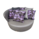 Circular rotating leather canapé with 6 cushions.