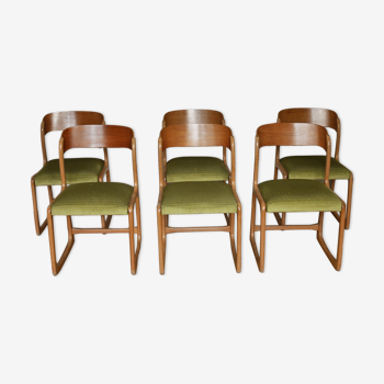 Set de 6 chaises traineau Baumann des années 60