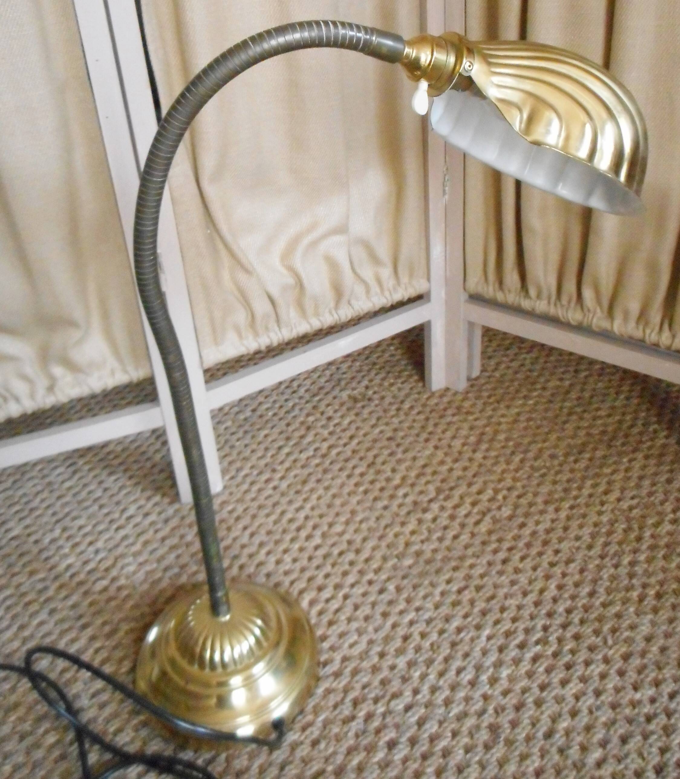 Large art deo brass shell lamp 90 cm