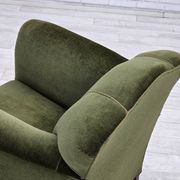 1950s, Danish armchair, green furniture velour, ash wood legs.