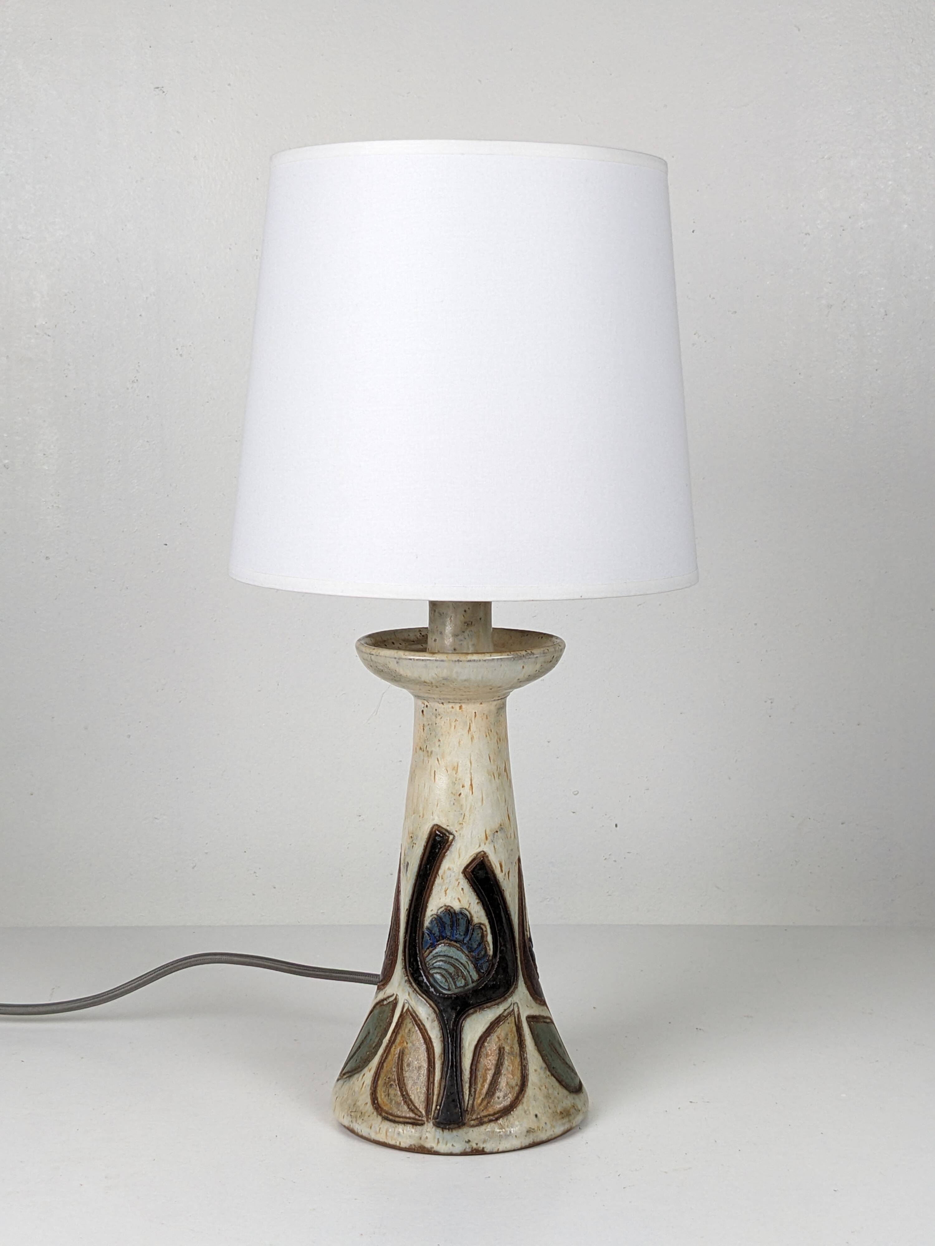 Pair of Bouffioulx sandstone candle lamps signed Dubois - 1970s